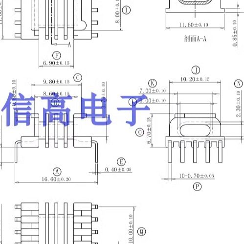 EPC13高频变压器磁芯5+5针