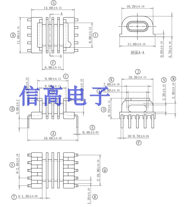 EPC13高频变压器磁芯多槽骨架