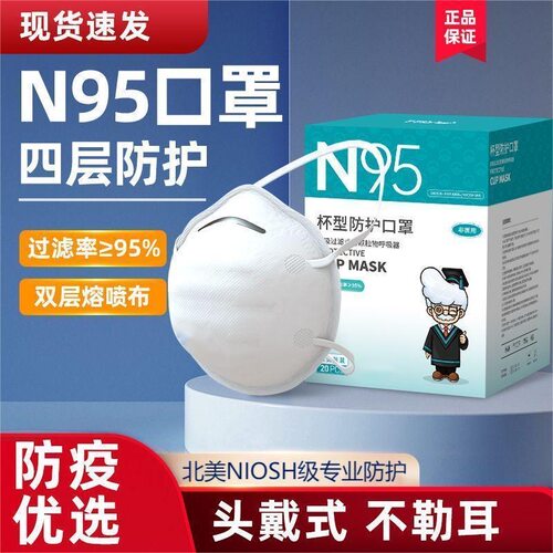 N95头戴式杯型防尘口罩