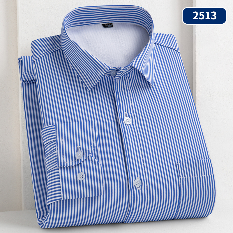 冬季保暖衬衫男士蓝色条纹