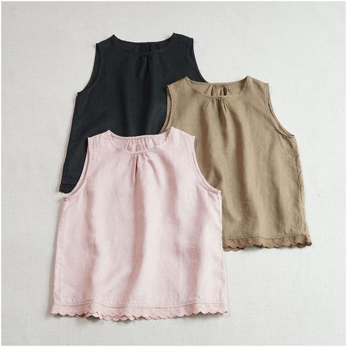 花边简约百搭套头亚麻背心