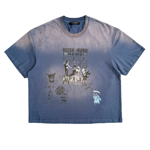 UNKNOWNWORLD 25SS 日晒水洗做旧破坏磨毛短宽Artitstic印花T恤