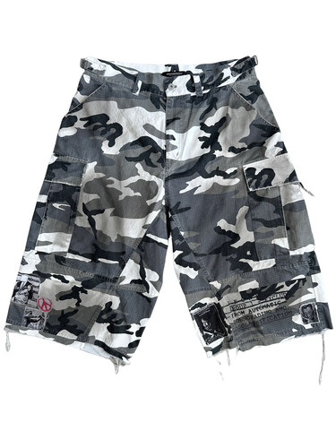 八分裤工装贴布印花迷彩