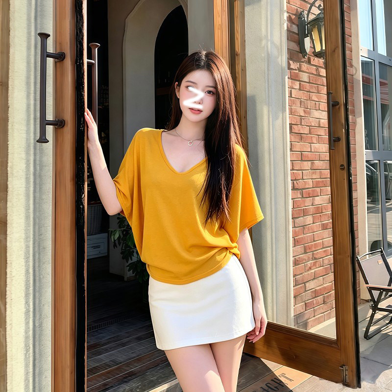 辣妹蝙蝠袖T恤女2026夏季新款跨宽松显瘦V领微透性感凉感薄款罩衫