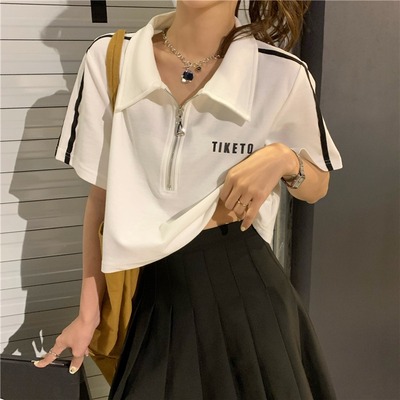 短款polo领T恤女短袖大码上衣夏