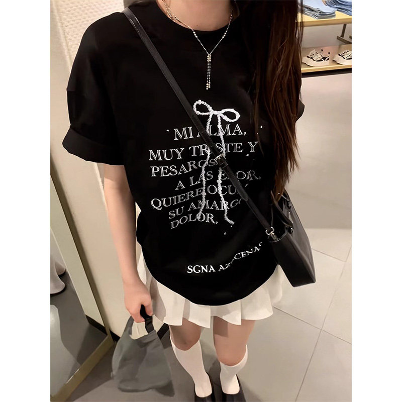 港风小众设计感字母印花短袖T恤女2026春款女装新款宽松百搭上衣