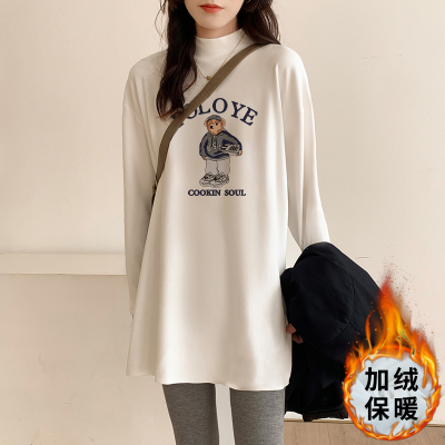 半高领中长款德绒打底衫女秋冬内搭加绒长袖T恤上衣爆款2025新款