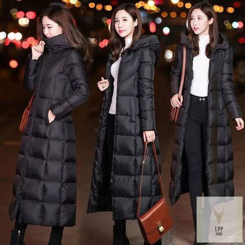 清仓反季棉服女长款过膝冬季加厚棉衣女加厚修身连帽女士棉袄外套