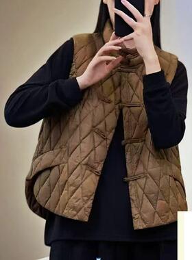 清仓2025秋冬季女士复古盘扣坎肩轻便马甲时尚百搭韩版短款马夹