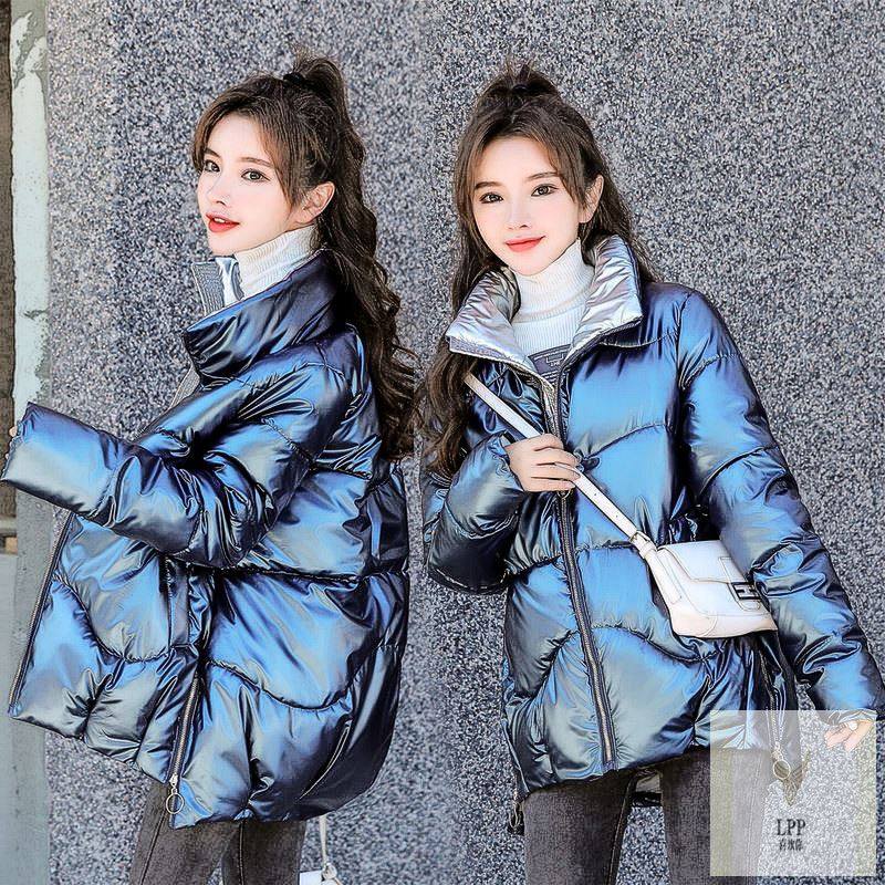 清仓2024反季羽绒棉服亮面免洗短款冬季韩版大码宽松棉衣外套女