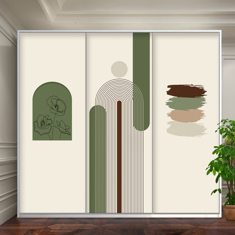 简约奶油风莫兰迪柜门贴纸翻新