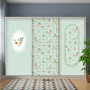 小清新衣柜贴纸翻新自粘门贴整张入户移门住房改造遮光遮丑无痕贴