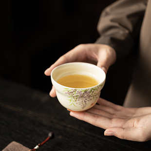 釉下彩手绘葫芦主人杯功夫茶具家用大茶杯品茗杯小清新陶瓷茶盏