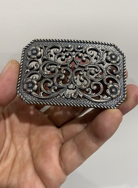 白铜镂空古典纹饰皮带扣头结实耐用手工制作3.8牛皮腰带厚度5毫米