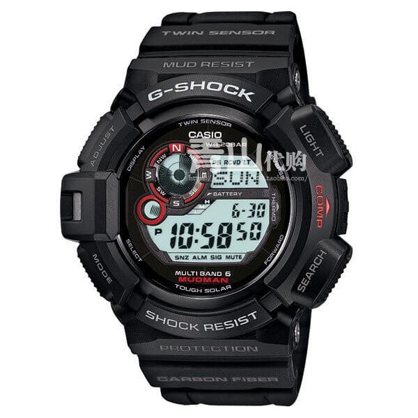 日本卡西欧g-shock系列泥人太阳能电波碳纤维gw-9300-1jf