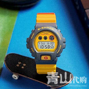 日本代购卡西欧运动风柠檬黄配色石英机芯男表DW-6900Y-9JF