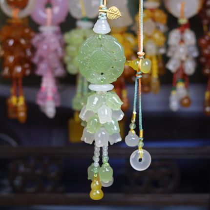 安佑新品平安牌汽车挂件绿色玛瑙貔貅车挂饰车内后视镜高档吊坠