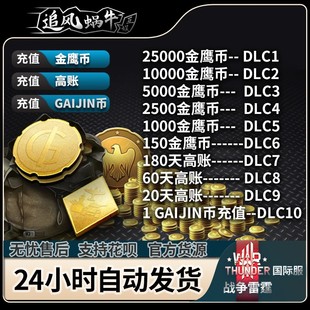 War Thunder 战争雷霆 金鹰 高级 高账 GJN  5000 10000 自动发货