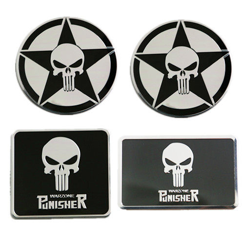 汽车个性装饰贴 惩罚者车标 骷髅头车贴 金属改装车身贴 侧标尾标