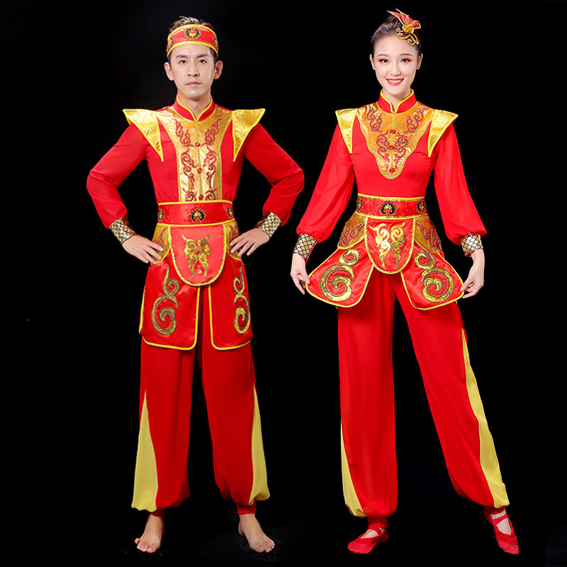 新年打鼓服女中国风喜庆大鼓腰鼓威风锣鼓舞开场舞表演服装