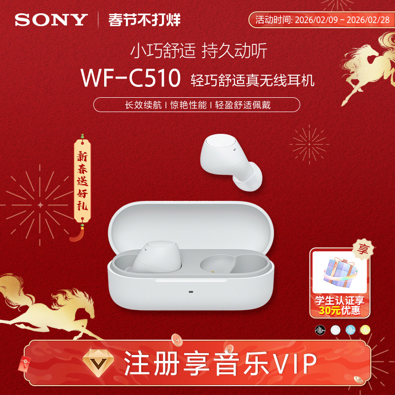 SONY/索尼 WF-C510 真无线耳机 长效续航 惊艳性能 