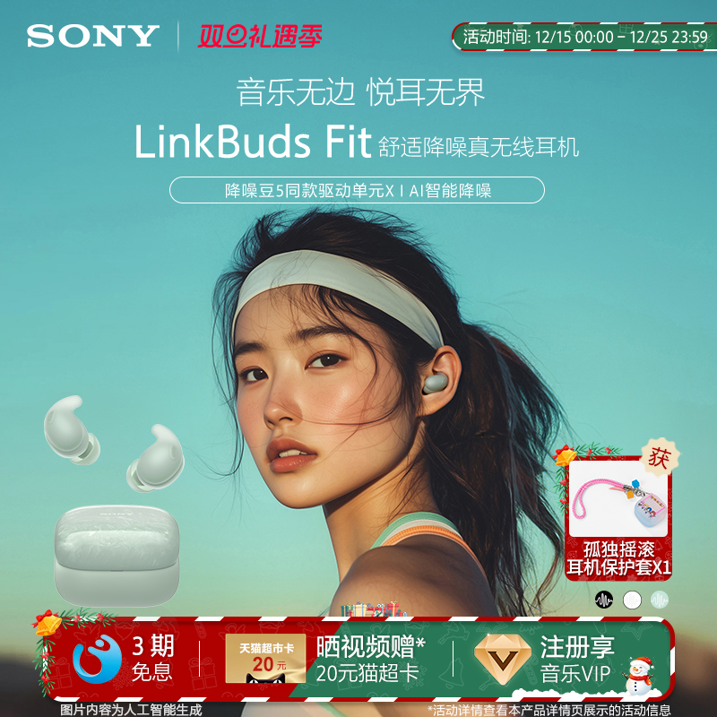 索尼LinkBudsFit真无线降噪耳机
