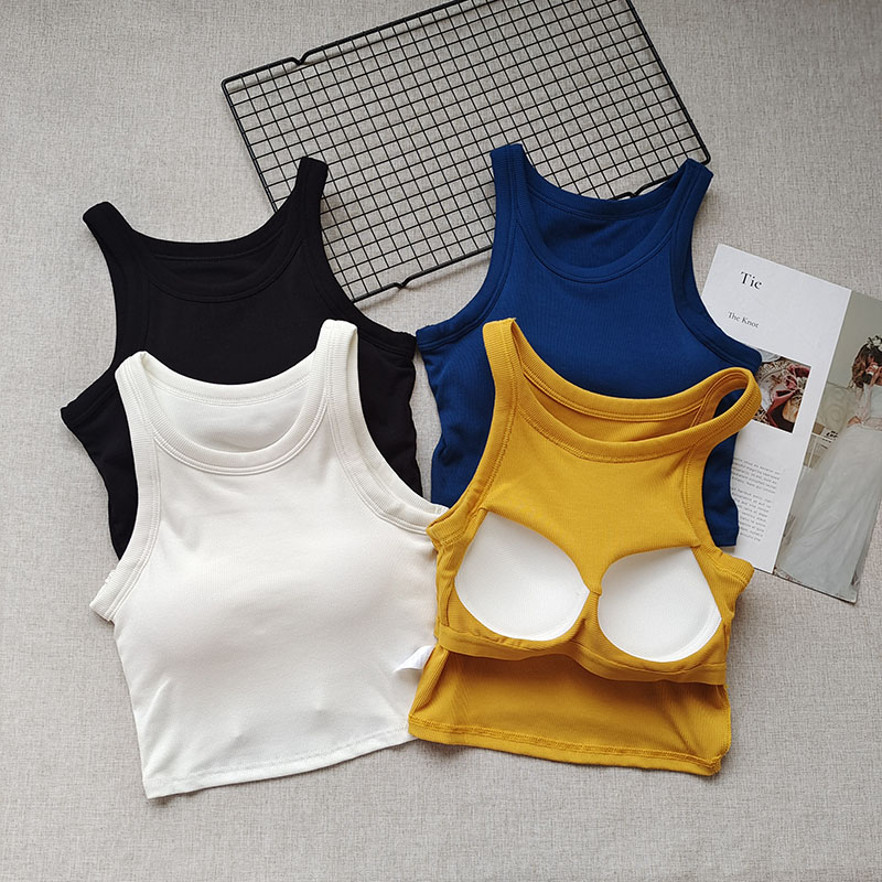 背心速干一体杯纯色基础女瑜伽服