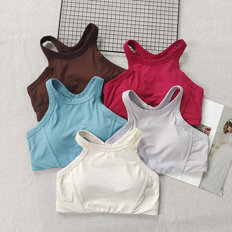 L家工字运动瑜伽背心女带胸垫跑步外穿美背螺纹高强度健身服速干,运动服/休闲服装,运动背心,淘宝优惠券,粉丝福利购,淘宝优惠卷