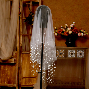 高级手作铃兰花头纱新娘结婚主婚纱头纱领证登记拍照道具结婚配饰