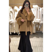 欧洲站狐狸毛围脖斗篷双面羊毛呢子大衣外套女中长款 冬季 新款 外套