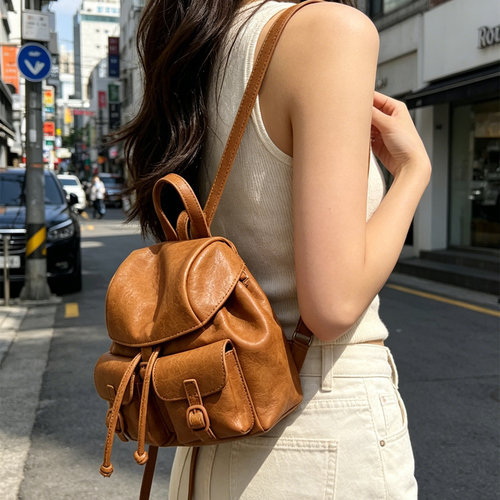 复古双肩包女迷你小背包百搭