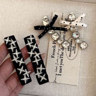 波点韩版 闪钻花朵发夹波点发夹气质侧夹碎发卡刘海夹星星发饰