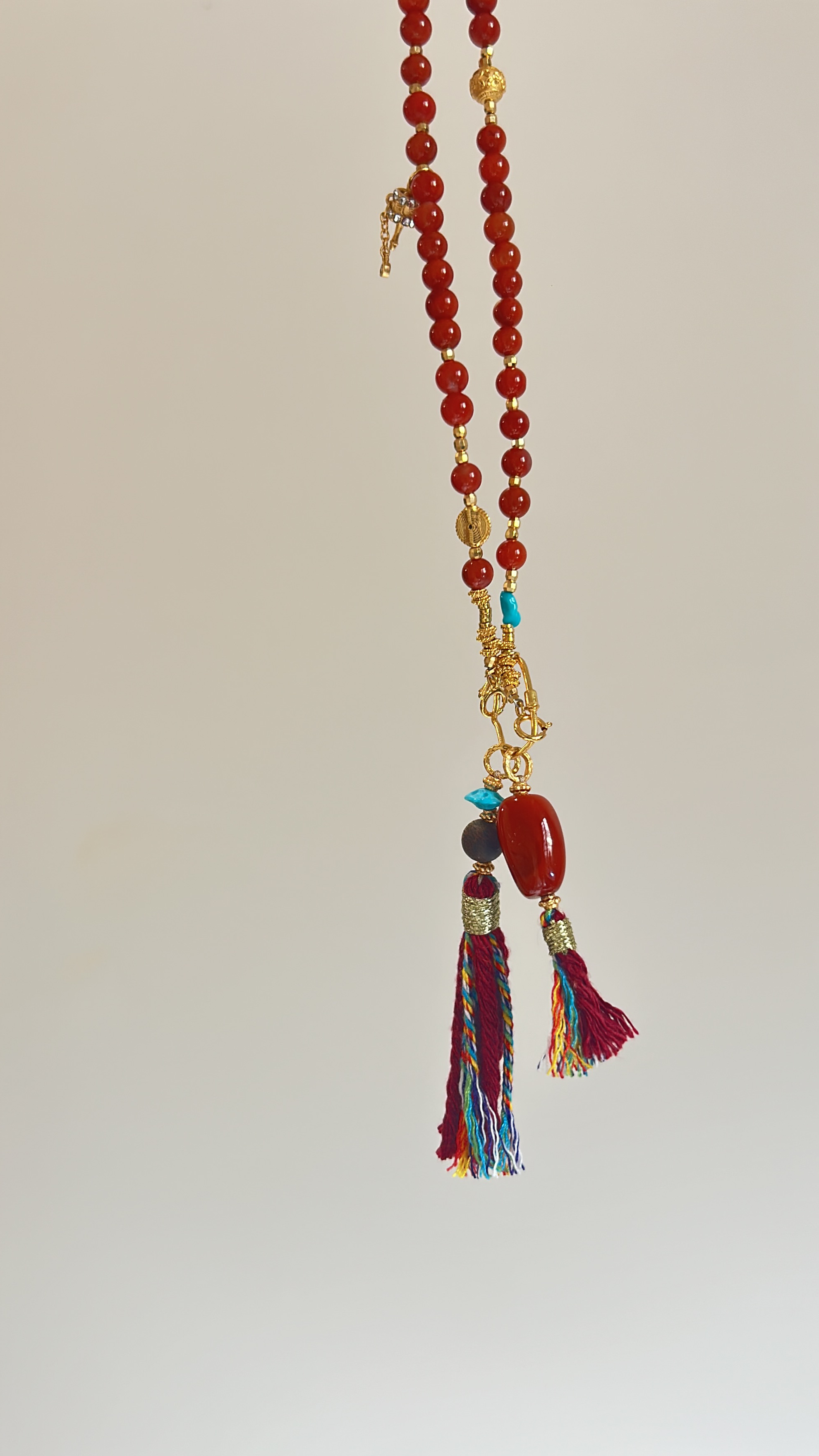 天然南红玛瑙项链柿子红小米珠纳福本命年财运毛衣链女