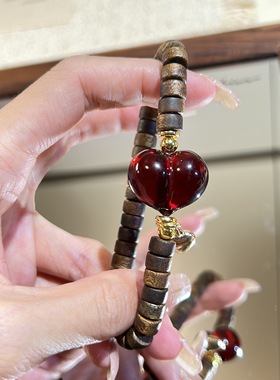 白棋楠沉香血珀屁桃手串女款小众设计感新中式国风文艺复古