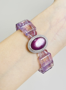 紫水晶手牌紫里云母蛋面单圈设计款