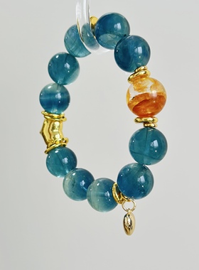 【蓝调威士忌】卡15蓝调天然莹黄胶花单圈设计款手串