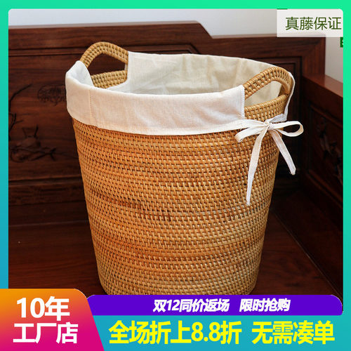 越南手工藤编脏衣桶北欧