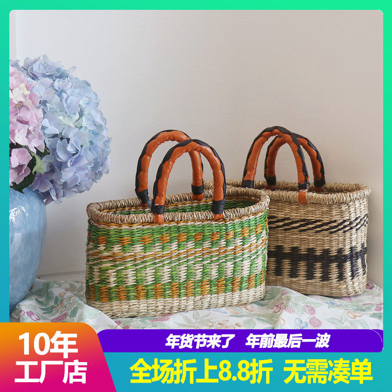 越南进口海草编织包手工 草编提篮沙滩包菜篮子非洲元素ins风北欧,箱包皮具/热销女包/男包,通用款女包,淘宝优惠券,粉丝福利购,淘宝优惠卷