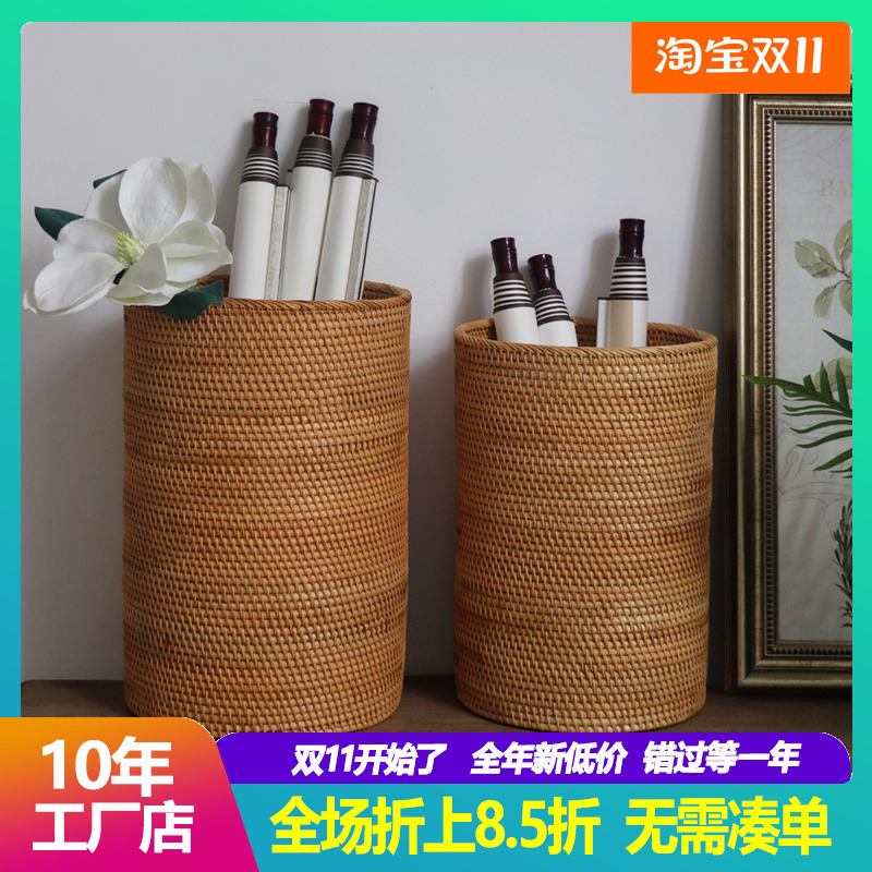 手工编织收纳桶子字画卷轴