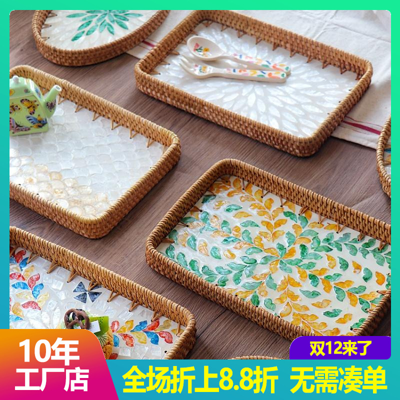 进口手工藤编贝壳北欧小清新环保