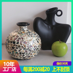 越南天然贝壳花瓶摆件北欧客厅干花饰品创意家居民宿玄关桌面装饰