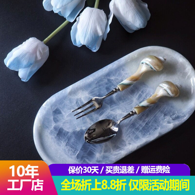 东南亚进口贝壳饭勺家用餐厅海螺勺子手工天然彩贝勺创意摆件餐具