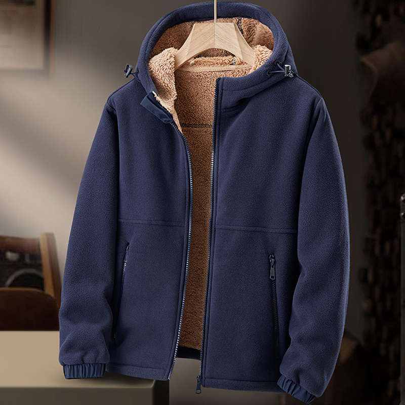 秋冬季摇粒绒上衣加肥爸爸装中青年加绒加厚外套男加大宽松抓绒衣