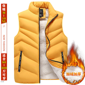 10XL秋冬马甲立领加绒加厚男加肥大码 保暖羊羔绒羽绒棉服爸爸外套