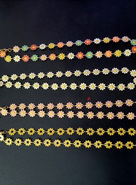 薄金属片彩菊花太阳花Choker锁骨项链夏日流行ins风植物饰品