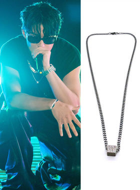 王鹤棣同款国潮正方体满钻微镶锆石项链圈小众设计风酷潮简轻奢品