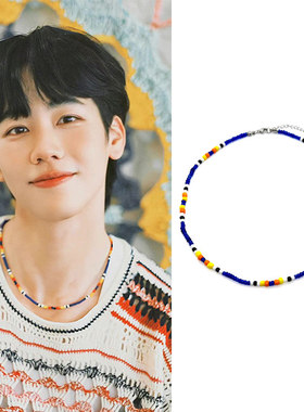 泰国明星刘沃沃yinwar同款深蓝珠串彩珠项链圈锁骨链个性潮流奶酷