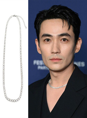 朱一龙同款满钻锆石钛钛钢底项链圈锁骨轻奢闪亮周边新潮消失的她