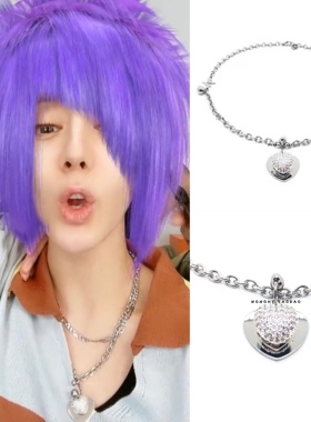 热巴同款满钻钛钢项链嘻哈男女