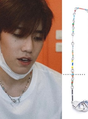 bkpp同款手铐彩珠项链仿真锁骨链